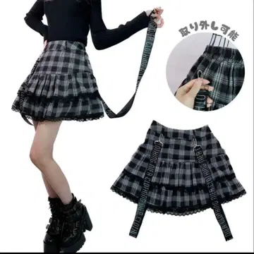 NieR 탈부착 가능 서스펜더 TIERED MINI SKIRT