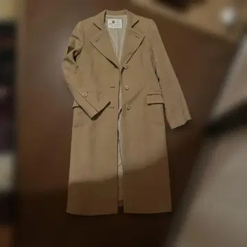 캐시미어 100% 베이지 더블 브레스트 롱 코트