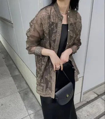 AMERI 카키 레이스 긴팔 셔츠