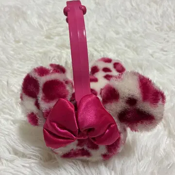 디즈니 미니 귀도리 귀마개 레오파드 무늬 핑크