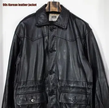 90s Vintage Korean Leather Jacket M IXIZ