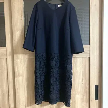 자유구 원피스 레이스 네이비 44