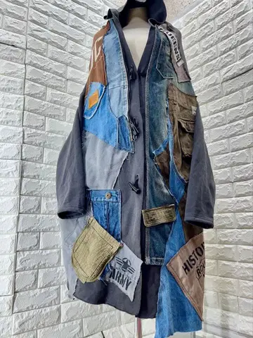 리메이크 데님 기모 맨투맨 코트