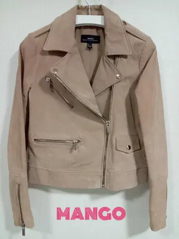 라이더 자켓 더블 베이지 스웨이드 가죽 블루종 가죽