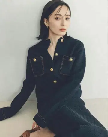 anuans 아뉴앙스 노카라 니트 자켓 M 사이즈 네이비