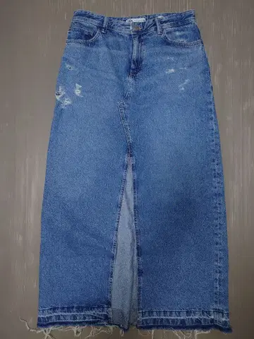 ZARA 자라 데미지 올풀림 가공 데님 롱 스커트 M
