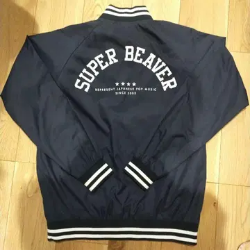 SUPER BEAVER 바시티 자켓 네이비
