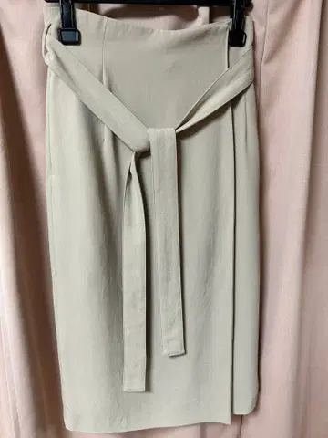 베이지 타이트 스커트 36 허리 리본