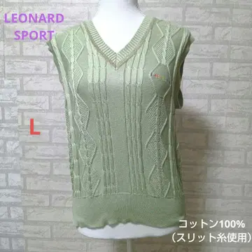 LEONARD SPORT V넥 니트 베스트 로고 자수