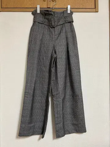 [컨디션 최상] Ungrid 그레이 계열 체크 와이드 팬츠 벨트 포함