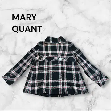 레어 MARY QUANT 일본제 울 코트 체크 무늬 블랙 빨간색 Y2K