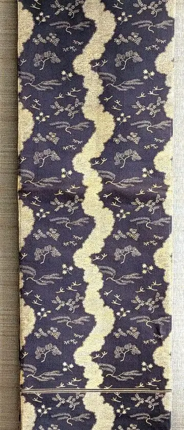 본 후쿠로 오비 옅은 먹색 새와 초목과 물의 흐름