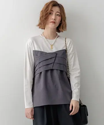 23구 택 포함 새상품 울 라이크 뷔스티에 콤비 디자인 티셔츠 ICB