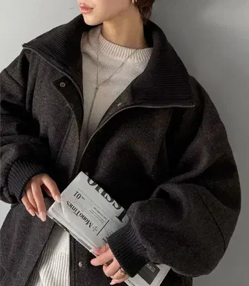 클래식 엘프 아우터 자켓 옷깃 리브 니트