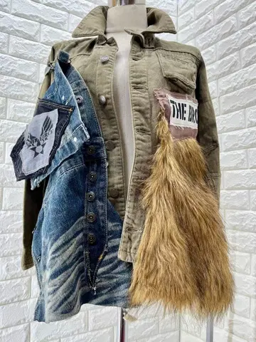 리메이크 데님 퍼 자켓