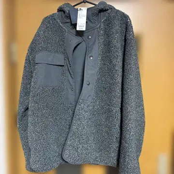 플리스 자켓 그레이 후드 부착