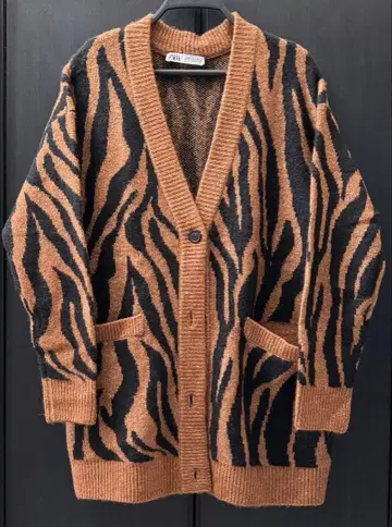 자라 ZARA 제브라 패턴 롱 가디건
