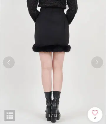 Royal Party 퍼 장식 블랙 스커트