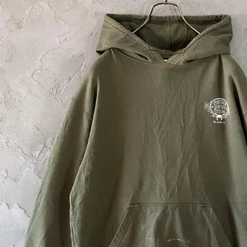 빈티지 후드티 어스 컬러 백 프린트 카키 구제 의류 L IW9