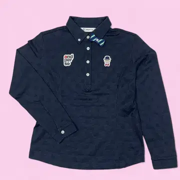 앤퍼시 네이비 S 여성용 긴팔 피케 셔츠