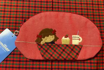 미사용 새상품 familiar 빨간색 데님 파우치 택 포함