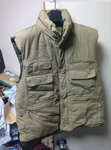 무료배송 US 구제 의류 다운 디자인 헌팅 다운 베스트 M 베이지