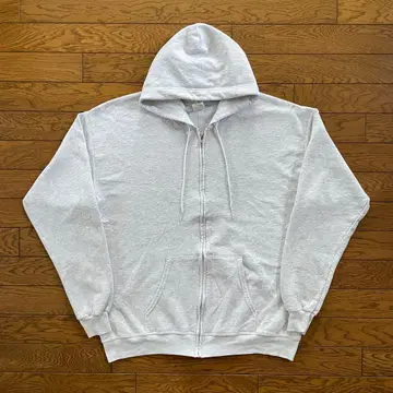 Hanes 풀 집업 후드티 그레이 무지 L