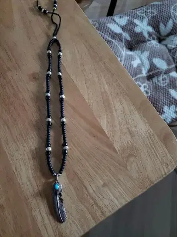 tady&king 은줄 터콰이즈 페더 목걸이 체인 세트