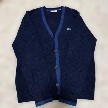 LACOSTE 네이비 블루 가디건 로고 프랑스제 울
