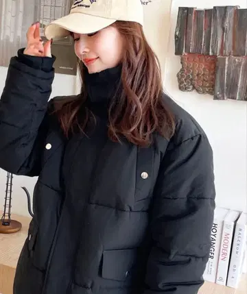[ classicalelf ] 스탠드넥 충전솜 페이크 다운 자켓