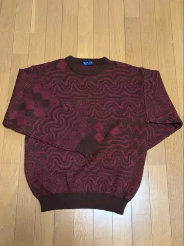 빨간색 긴팔 니트 스웨터 구제 의류