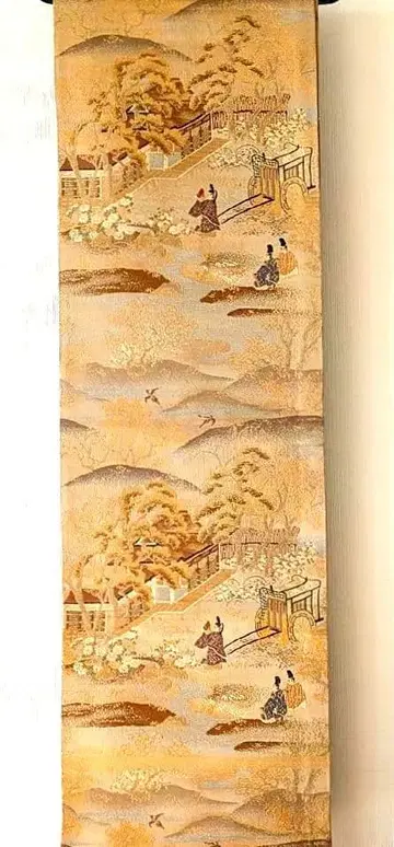 순수 실크 마루오비 궁중 그림과 어소차