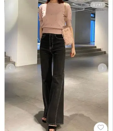 SNIDEL Sustainable 스트레치 플레어 데님 팬츠 BLK