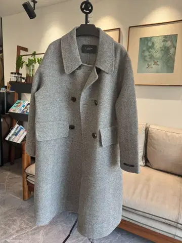 그레이 더블 브레스트 코트