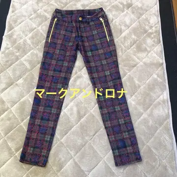 마크앤로나 체크 무늬 여성 팬츠 골드 지퍼 포함