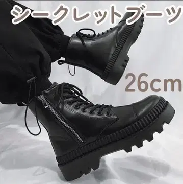 통굽 부츠 남성용 키높이 신발 블랙 가죽 부츠 신발