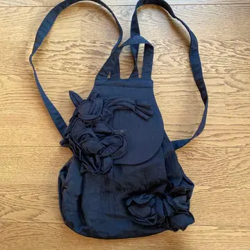 포테치노 블랙 블랙 꽃 모티브 미니 백팩 일본제