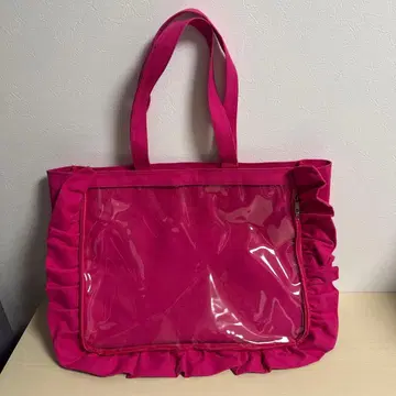 자카마트 A3 이타백 비비드 핑크 프릴 토트백