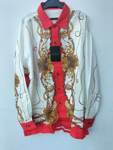 미사용 새상품 레트로 빈티지 긴팔 셔츠 유럽풍 스카프 패턴 올 패턴