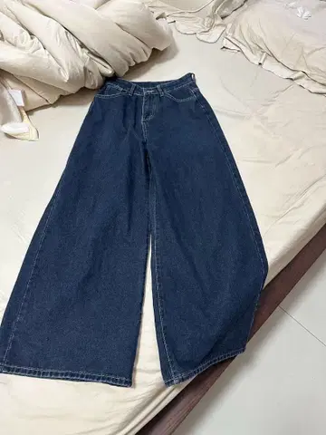 다크 블루 와이드 레그 데님