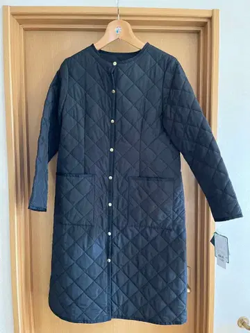 purelast 퀼팅 롱 코트 블랙