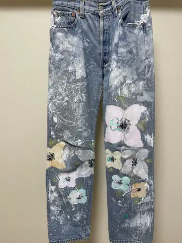 1점물 REALTO JEAN PROJECT 핸드 페인트 데님