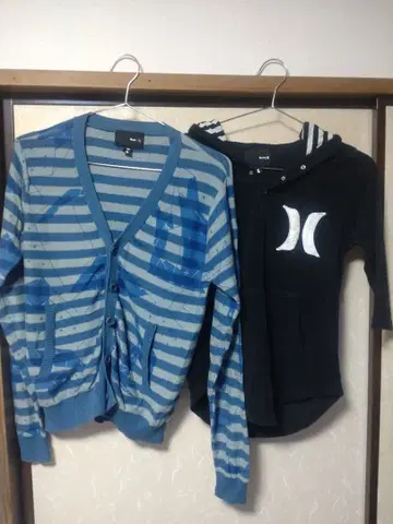 Hurley 보더 가디건 S 파랑 후드 부착 후드티 S 블랙