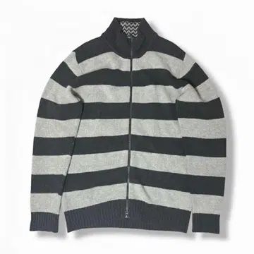 보더 니트 더블 집업 재킷 y2k