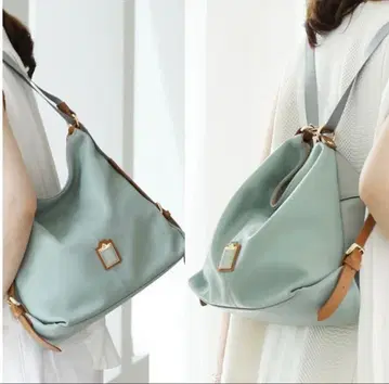 라이트 블루 가죽 백