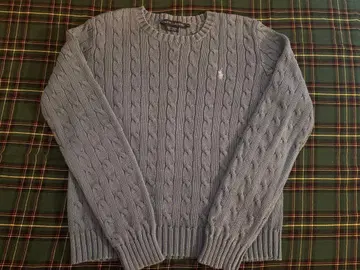 폴로 랄프 로렌 블루 케이블 니트 스웨터