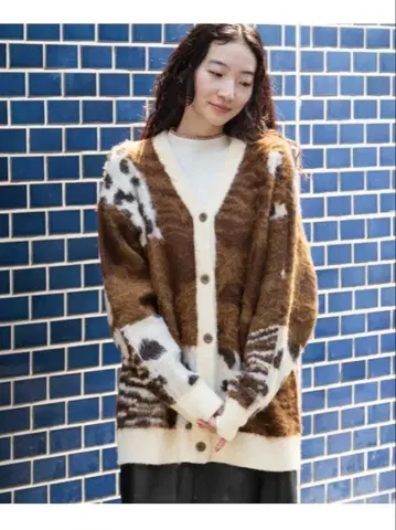 니코앤드 레오파드 플라워 MIX 가디건 브라운