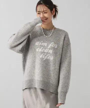 GLOBAL WORK 후와후와 Hugme 로고 풀오버 SHORT 니트