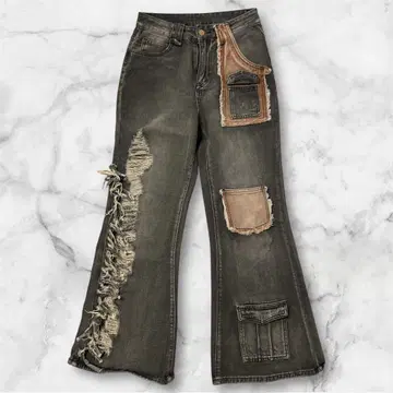 archive grunge flared denim pants y2k
