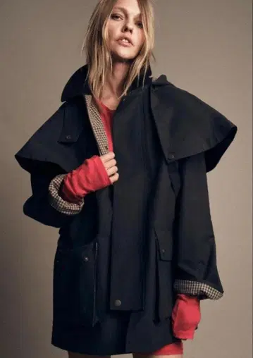 [ 완판템 ] ZARA 대비 라펠 후드 부착 트렌치코트